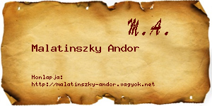 Malatinszky Andor névjegykártya